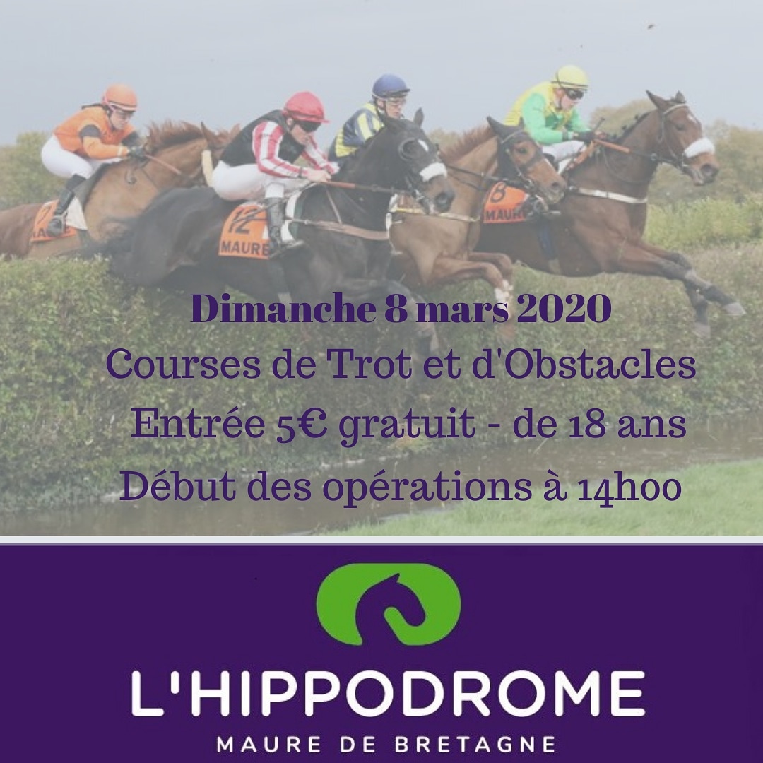 HippoMaure's tweet photo. Dimanche 8 mars 2020, courses de trot et d'obstacles à l'Hippodrome de Maure de Bretagne à partir de 14h00
#hippodrome #hippomaure #vallonsenbretagne #trot #mauredebretagne #courseshippiques #horses #restaurant #bretagne #illeetvilaine https://t.co/h8o7yDZ8Zm