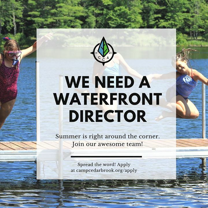 Do you love all things swimming and Lifeguarding? We are looking for Waterfront director to join our summer team! Spread the word and apply at campcedarbrook.org/apply
