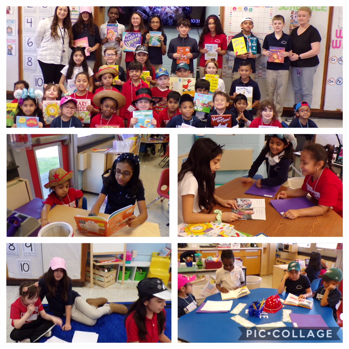 SPSDClarendon's tweet photo. Students from Ms. Holsten’s 4th grade homeroom joined Ms. Sallustio’s kindergartners to buddy-read as part of this week’s Read Across America activities. The kindergarten students were so proud to read their own writings to the “big kids”. #SecaucusPride https://t.co/OofOJ6GWPI