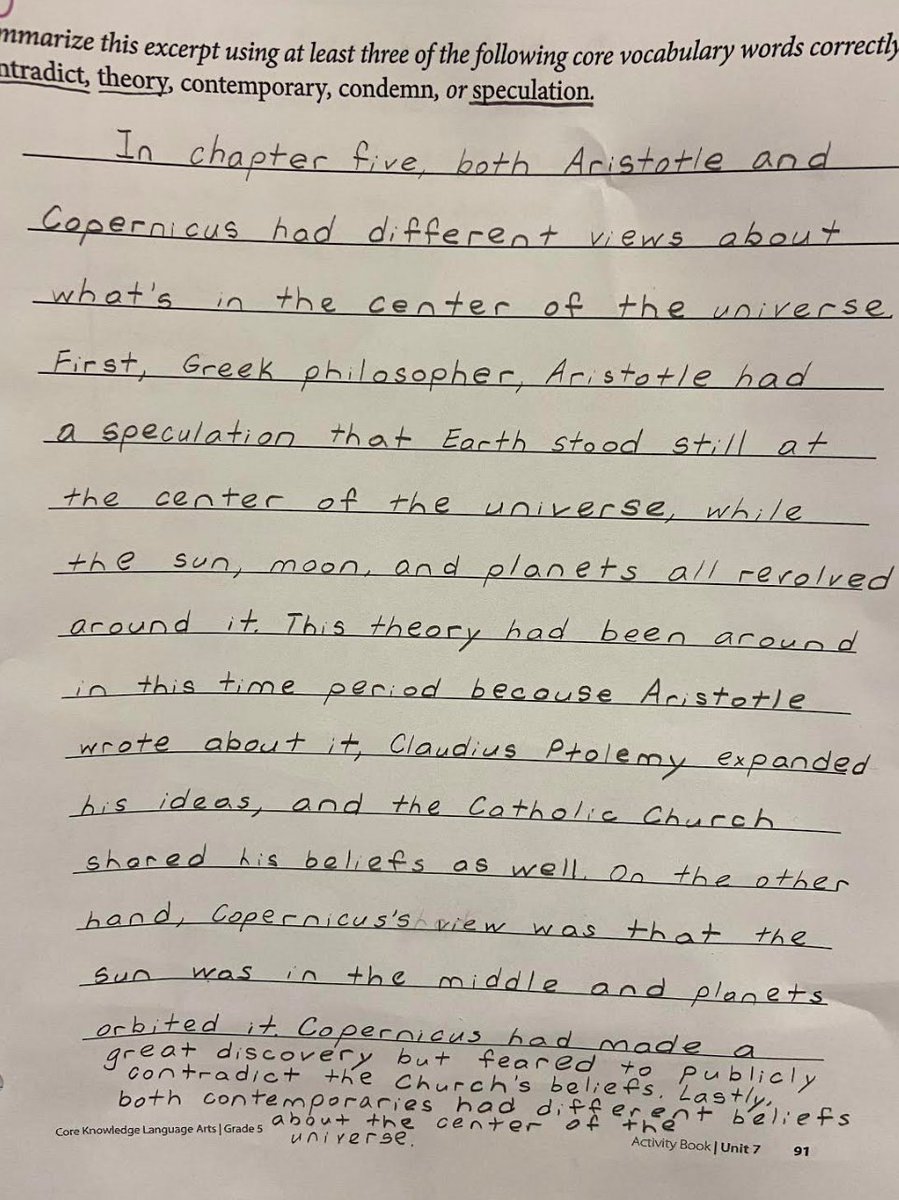 robin_mcclellan's tweet photo. If you look at the CONTENT KNOWLEDGE demonstrated in these writing samples, can you pick out the one written by a student with a reading disability? HQIM in the hands of great teachers level the playing field. This isn't just a day-maker, but a four-year-journey maker. #equity https://t.co/gRa9mfVNPJ