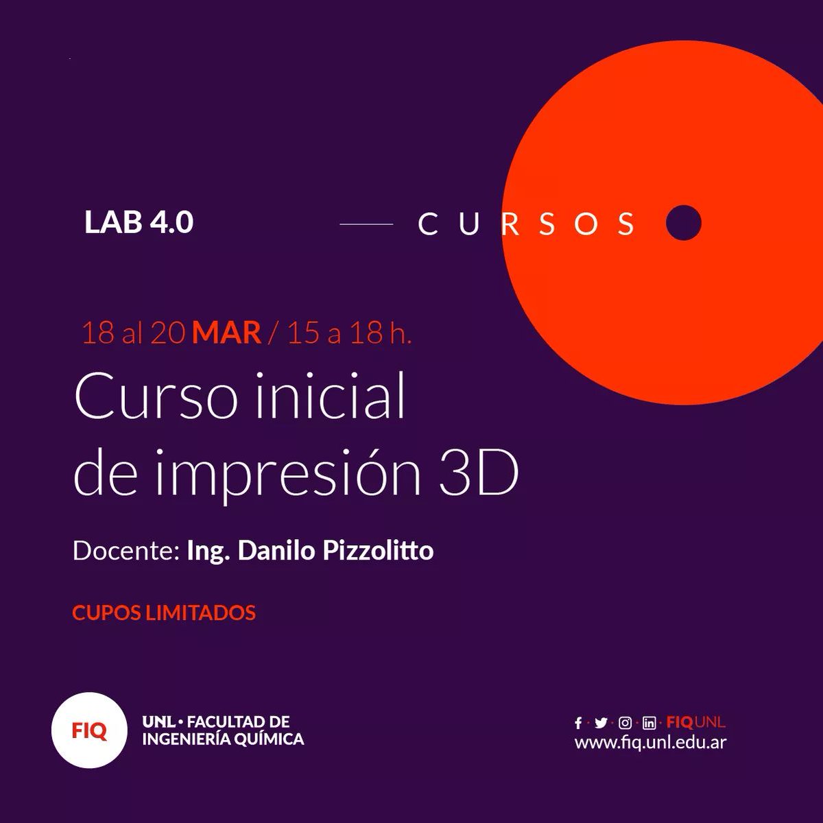 FIQUNL's tweet photo. #LAB40FIQ
¿Te interesa todo lo vinculado a impresión 3D👾? 
Este curso puede servirte como complemento a tu actividad profesional, como parte de un emprendimiento comercial o como hobbie.
📲 Inscripciones abiertas hasta completar cupo.
ℹ https://t.co/auTG4RvmLH https://t.co/p3kLr1xy1o