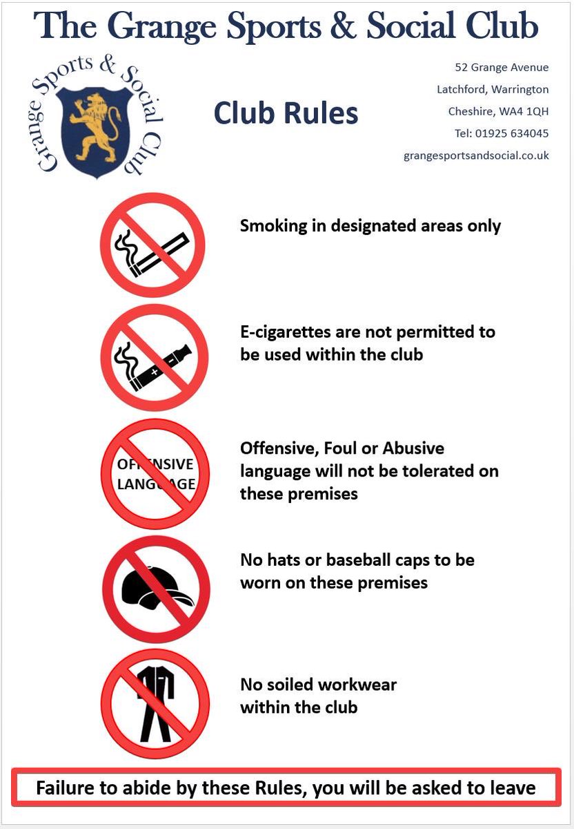 LatchfordGiants's tweet photo. The grange sports and social club rules for 2020. 

#OneClub https://t.co/ligIaJ4ptm