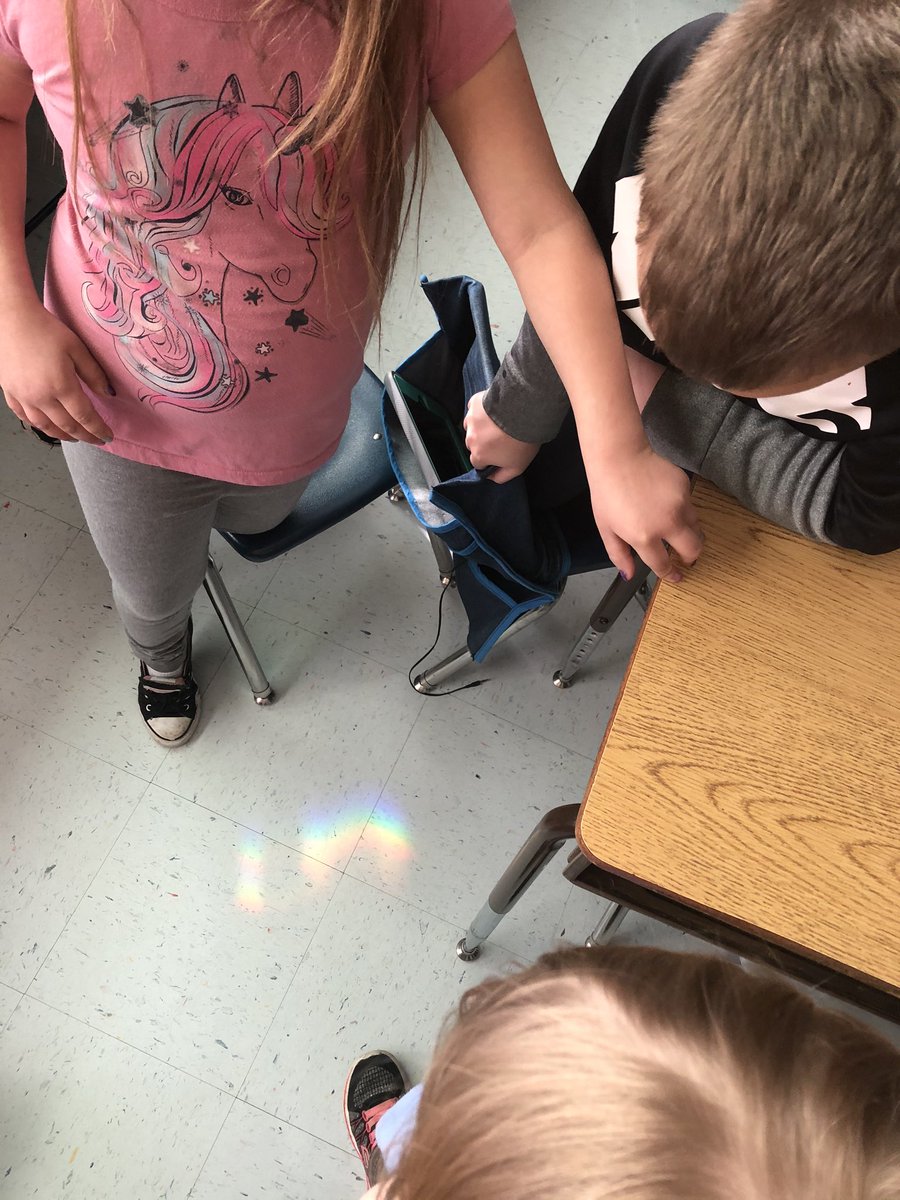 missmdotson's tweet photo. We found a rainbow on the floor. Also known as magic according to first graders. https://t.co/pkHwihMMU1
