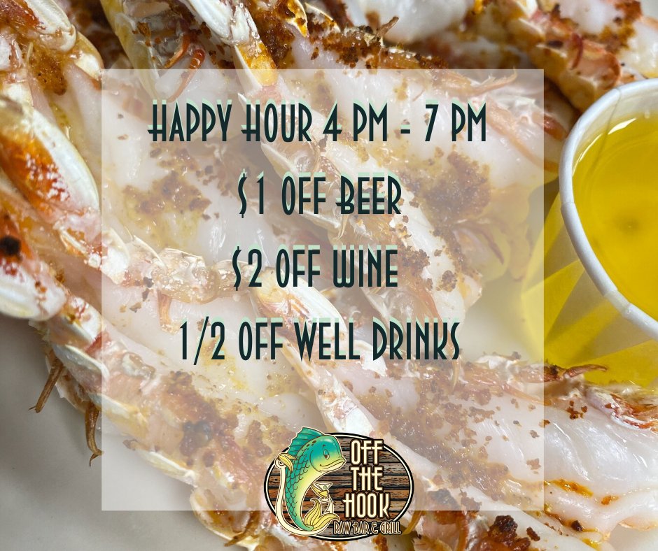 OffTheHookNSB's tweet photo. Daily Happy Hour! Fresh Local Seafood! 

Locals~Did You Know We Have Call Ahead Seating? 
Call us 30 minutes before your arrival for preferred seating! 

#freshlocalseafood #rockshrimp #oysters #mahi #freshshrimp #happyhour #oysterhappyhour https://t.co/5SJq8d8TEW