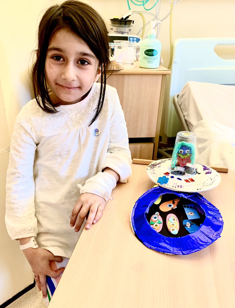 LouiseStockwell's tweet photo. #KS1 #Year1 alien spaceship made in hospital today using mixed media including play doh and funky foam #ThisIsAP #HospitalTeaching @CranburyCollege On our theme of #Journeys and #developingcreativity https://t.co/oHKNBaDf1T