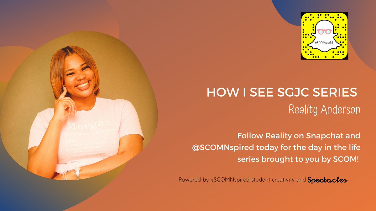 scomNspired's tweet image. Join @AndersonReality as she travels through her exciting day. We are ecstatic to celebrate Women’s Empowerment month in an extraordinary way! Be sure to add Reality on Snapchat: Realityyyyyyy (7 y’s)! @SGJCMSU #ScomSocial #WomensHistoryMonth