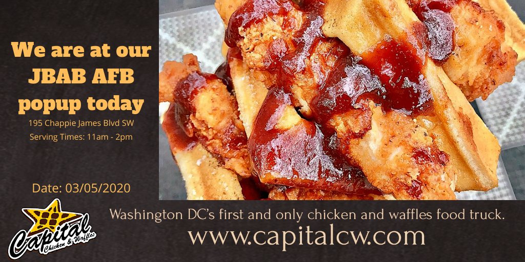 We are at our JBAB AFB popup today.
capitalcw.com
<a href="/RUNINOut/">RUNINOut</a> <a href="/HRBlock/">H&R Block</a> <a href="/WesternUnion/">Western Union</a> <a href="/NatCapWing/">Civil Air Patrol's National Capital Wing 🛩️</a> <a href="/usairforce/">U.S. Air Force</a>
#dcfood #dclunch #dcfoodtruck #WashingtonDC