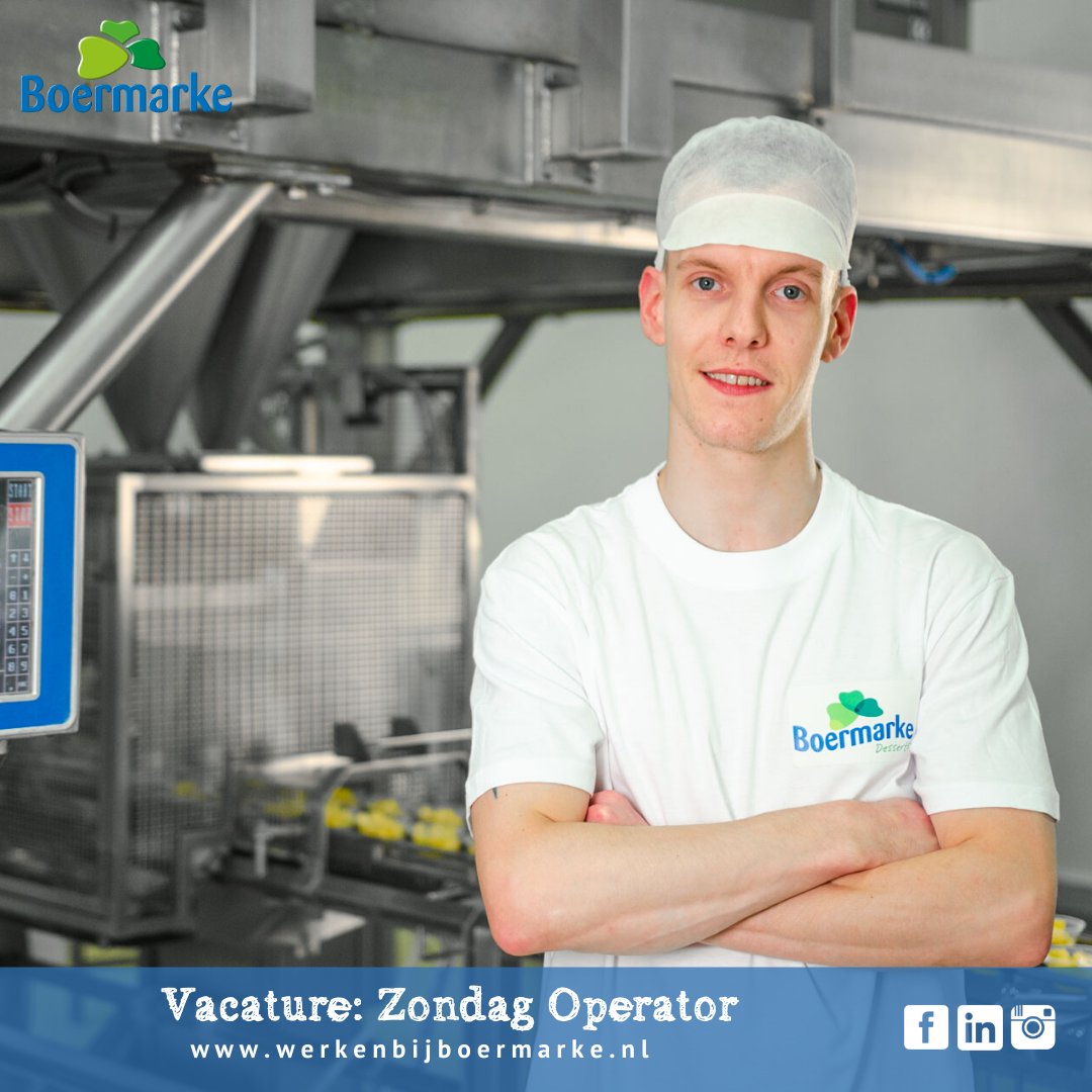 Als operator bij Boermarke werk je samen met collega’s op zondag van 08.00 tot 14.00 uur aan de bereiding van kokos-yoghurt producten. Een perfecte bijbaan voor de zondagen!

 Interesse? Solliciteer dan via bit.ly/2TpAbwo #boermarke #vacature #Enschede