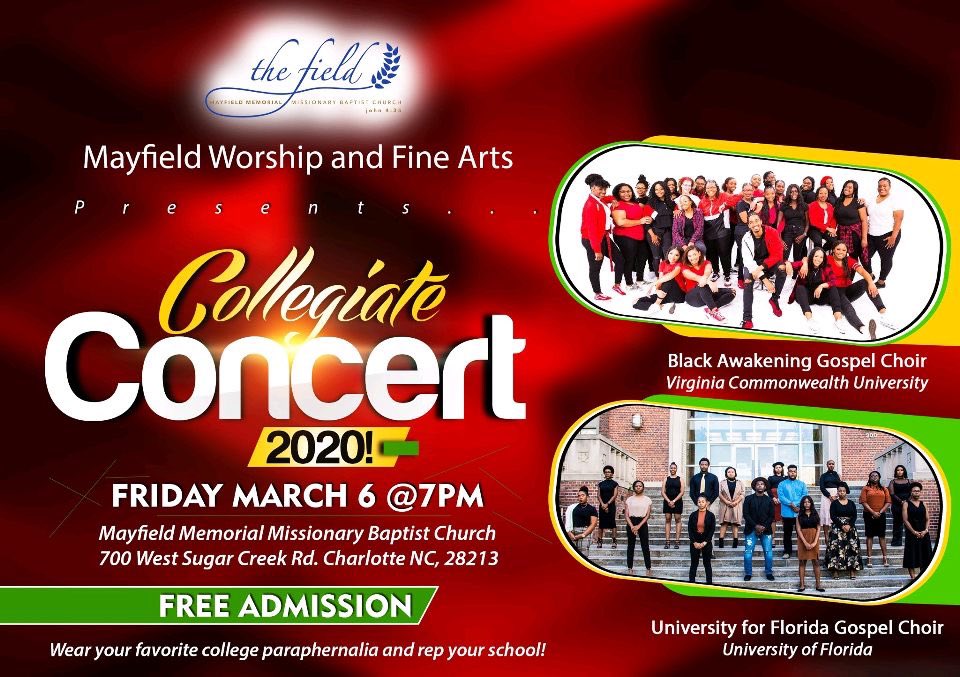 BACatVCU's tweet photo. In the Charlotte, NC area? Join us tomorrow, March 6th for day 1 of our tour! 1st stop: West Charlotte HS at 12:45pm. 2nd stop: Mayfield Memorial Missionary Baptist Church at 7pm! If you are in the area, please come out and support! We are so excited and we can’t wait to see you! https://t.co/X2yBRXytTi