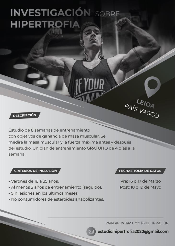 💥BUSCAMOS PARTICIPANTES💥

🙋🏻‍♂️Hombres 18-35años
🏋🏻‍♂️2 años experiencia en fuerza
🚑Sin lesiones en últimos meses
💉No haber usado esteroides
📍País Vasco (UPV/EHU)

Volvemos a juntarnos #EnekoBaz <a href="/BradSchoenfeld/">Brad Schoenfeld, PhD</a> <a href="/JordanSudafrica/">Jordan Santos-Concejero</a> #JonTorres y yo para otro estudio sobre hipertrofia💪🏻