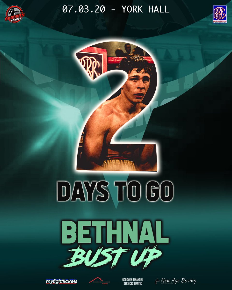 Goodwin_Boxing's tweet photo. 2️⃣ days to go. Till we kick off with the first show of 2020.
📆 7th March 2020
🏟 York Hall
🎫 https://t.co/YmmyzGQ6fC https://t.co/4R0kcNoYuo