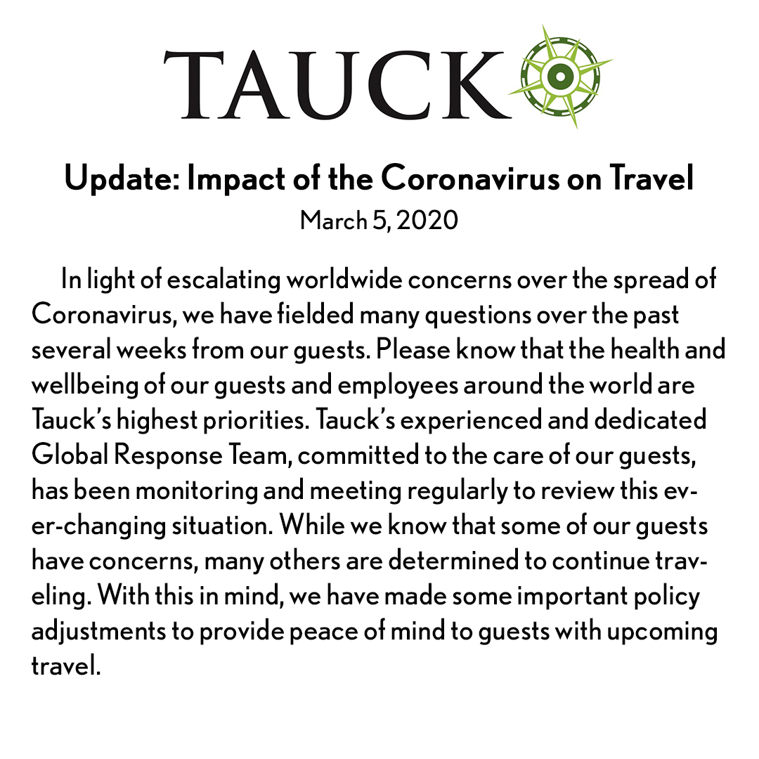 Tauck (@tauck) on Twitter photo For full details regarding our updated travel policy, please visit tauck.com/travel-policy-… For full details regarding our updated travel policy, please visit tauck.com/travel-policy-…