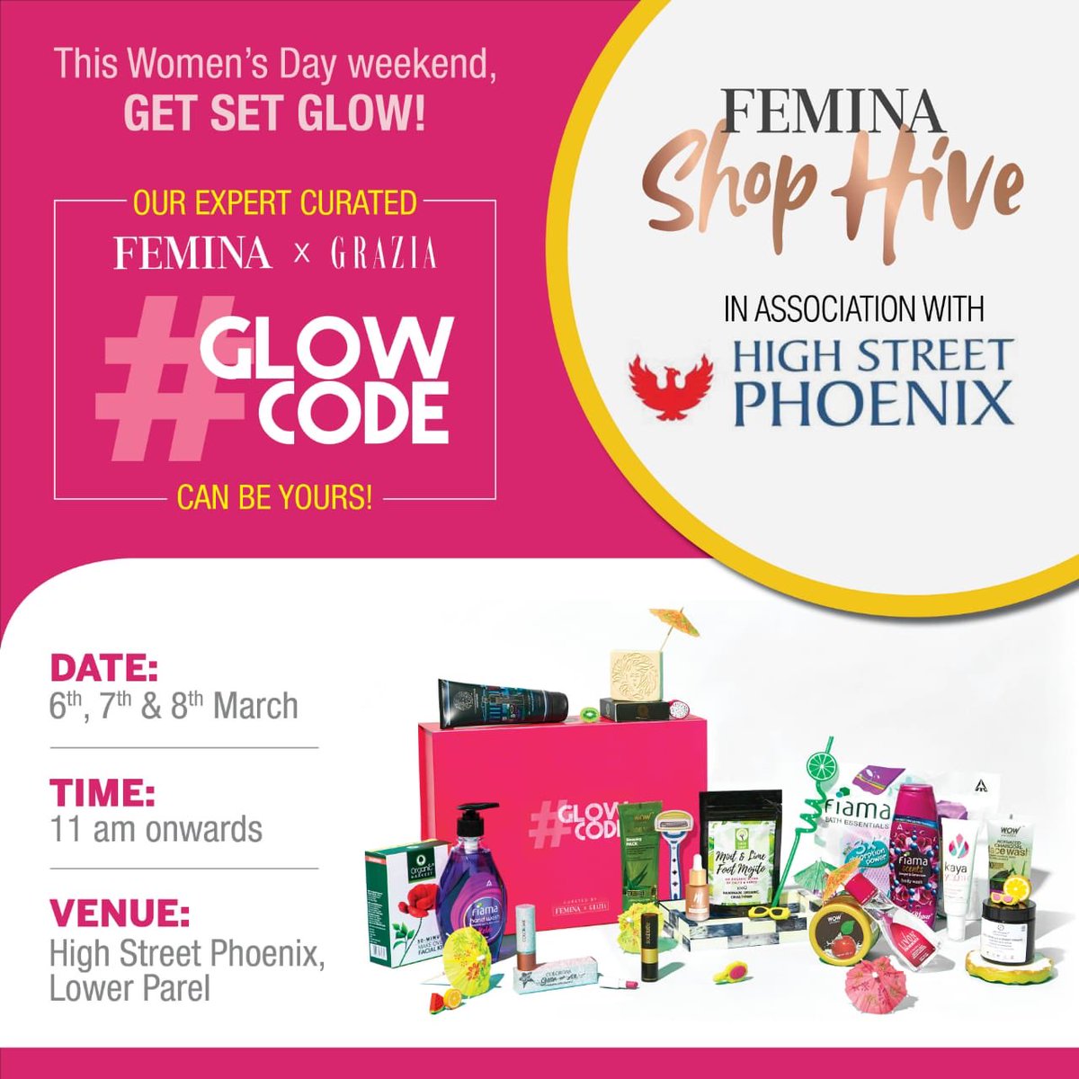 FeminaIndia's tweet image. Ladies, it’s your time to shine! And what better way than grabbing your very own #GlowCode? That’s right, we’ll see you at #FeminaShopHive2020 @gophoenixing