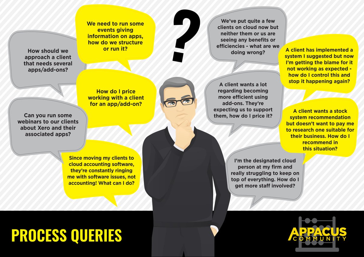 AppacusCom's tweet image. Are you an #accountant with similar worries to these? Share the burden with others in the same situation in our free Facebook Group for Accountants. Confidentially ask each other questions and share tips on apps and processes: facebook.com/groups/appadvi…