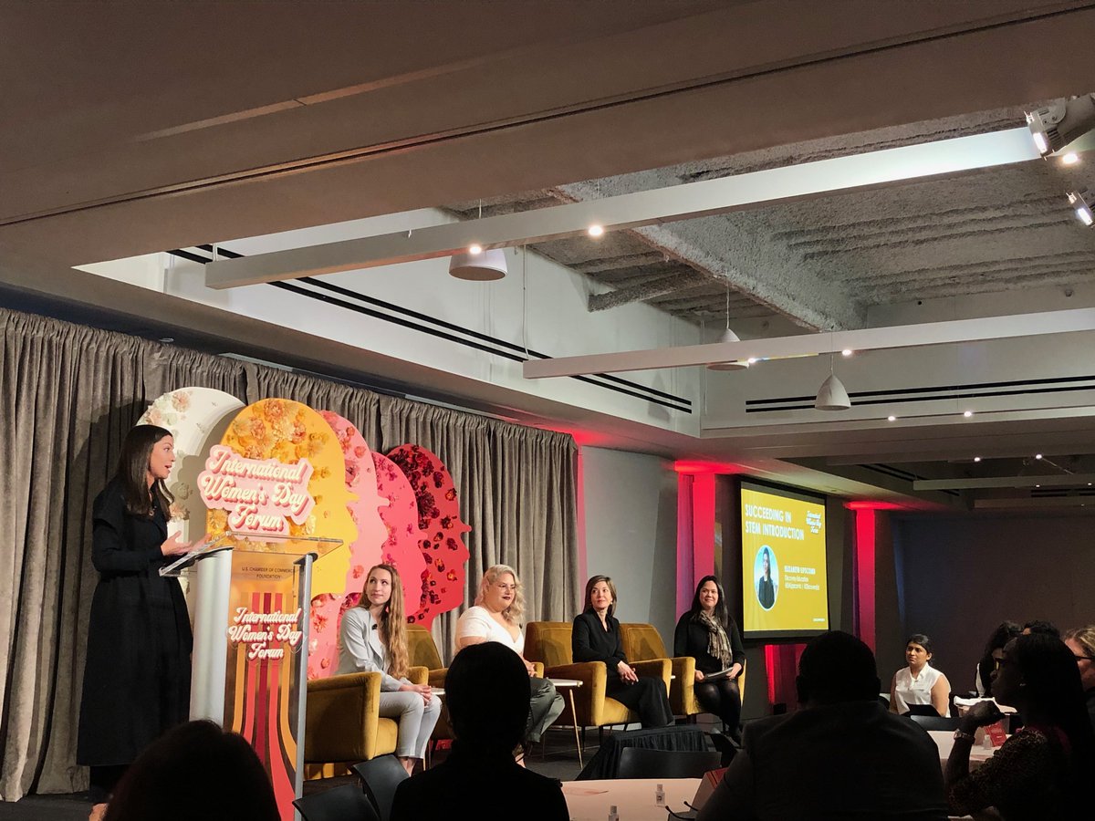 Excited for our next panel on how we can have more women represented in #STEM! Joining us today are <a href="/DiscoveryEd/">Discovery Education</a>’s <a href="/EALipscomb/">Elizabeth Lipscomb</a>, <a href="/abbottglobal/">Abbott</a>’s Rosie Carrion and Vildan Kehr, <a href="/STEMconnector/">STEMconnector</a>’s <a href="/lesliewcruz/">Leslie Cruz</a> and Bad Hooman’s Angela Fuentes. #IWD2020 #USCCFWomen