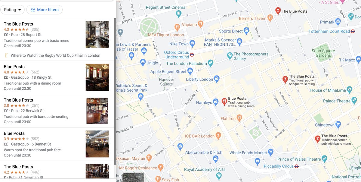 tomwstanford's tweet photo. Why are there four pubs called Blue Posts within such a small distance in central London? Worst meeting place ever. #blueposts https://t.co/maW1Wvkcnc