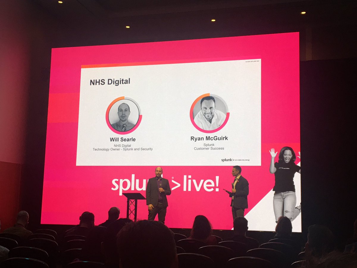 mrdmsmith's tweet photo. “When the coronavirus section of the website was featured on @BBCOne 6 o’clock news, the site had a huge spike in visitors. @splunk allowed us to manage and support that”
William Searle from @NHSDigital answers some great questions from Splunk’s Ryan McGuirk at #SplunkLiveLDN https://t.co/X6DWANeI99