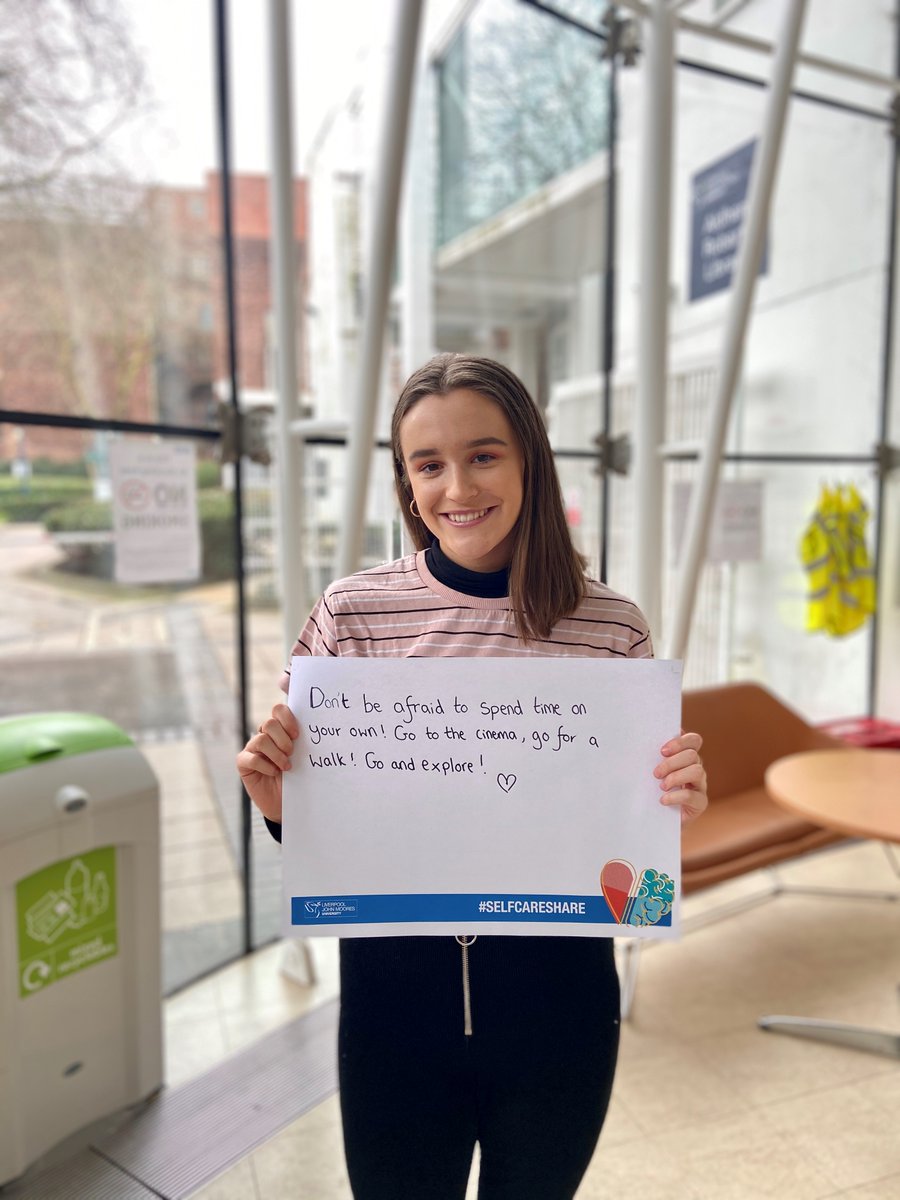 LJMUsaw's tweet photo. For #UniMentalHealthDay we are launching
@LJMU Wellbeing Week 👉https://t.co/O1Y1qMHk4p & our #SelfCareShare campaign.
Good self-care helps us maintain our wellbeing & be the best version of ourselves.
What’s your #SelfCareShare ?
Check out Amy’s from @StudentMindsLJM 💚🧠 https://t.co/5QdZzBRWMl