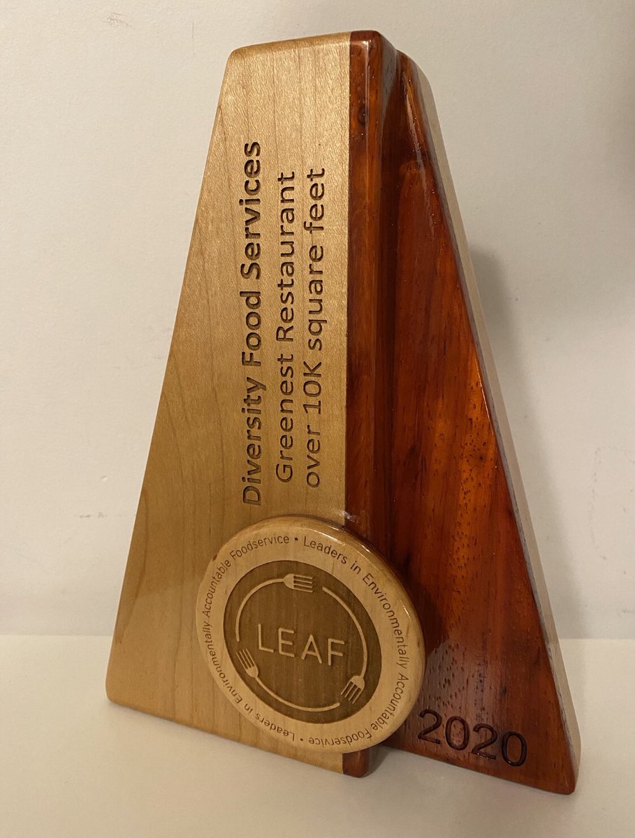 Diversity204's tweet image. We couldn’t make it toronto this year to attend @RestaurantsCA #RCShow20 but we are very proud to be recognized by @LEAF_Canada with this award. Thank you LEAF for your consistency in advocating for sustainability in our industry.