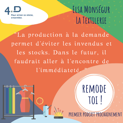 Asso4D's tweet photo. 👚REMODE TOI !👖
Nous avons rencontré des acteurs de la mode éthique et durable pour discuter avec eux des #ODD dans la mise en place de leurs projets.
👉Le premier épisode est avec Elsa Monségur, co-fondatrice de @latextilerie. Soyez prêts !
#10togo #WardrobeChange @Green_Europe https://t.co/x5lUpMPCDV