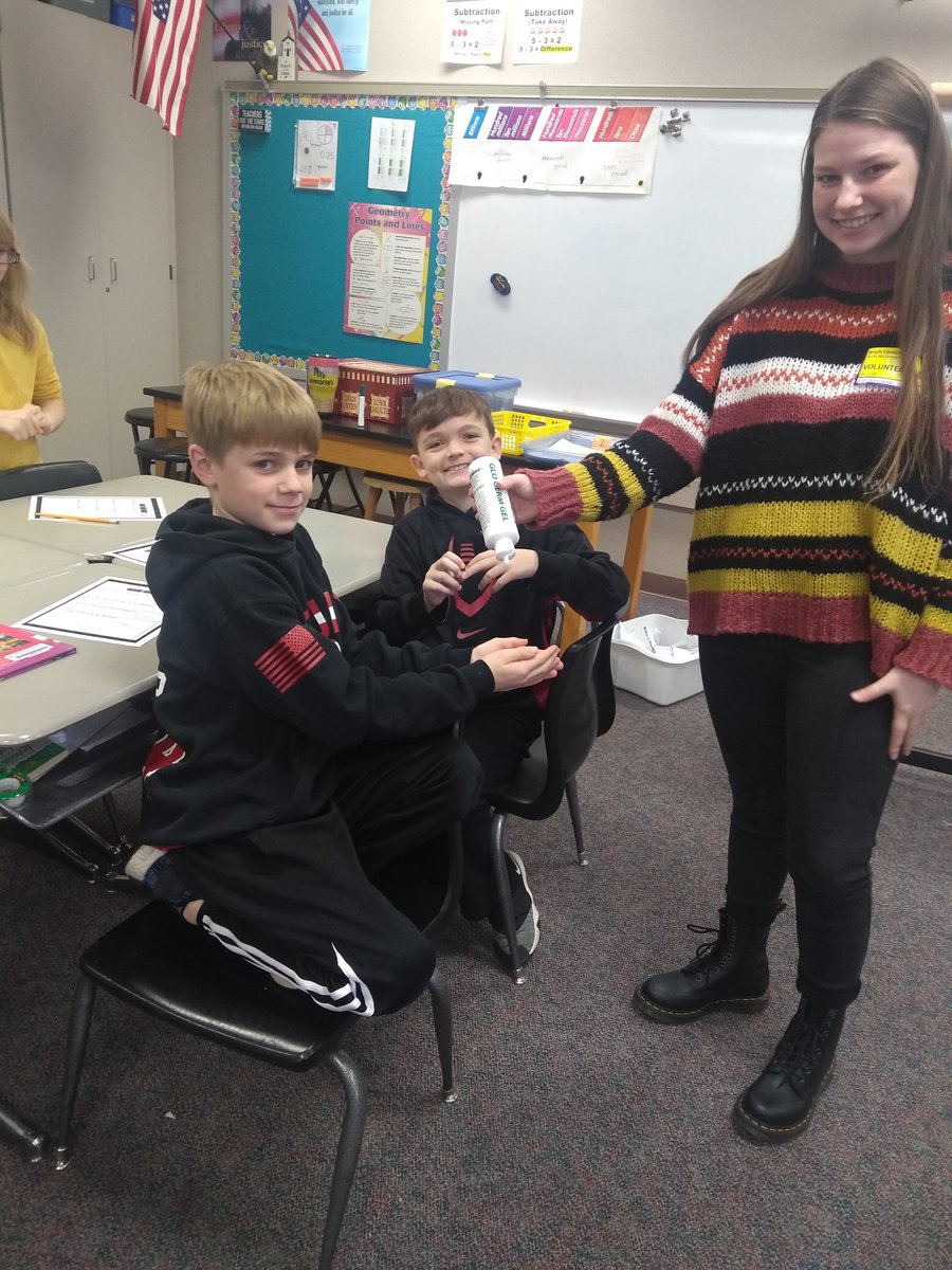 Guest speaker, Alisha McClamroch, showing the students the importance of handwashing. The Glo Germ Gel and UV light showed interesting results! <a href="/BrightElSchool/">Bright Elementary</a>