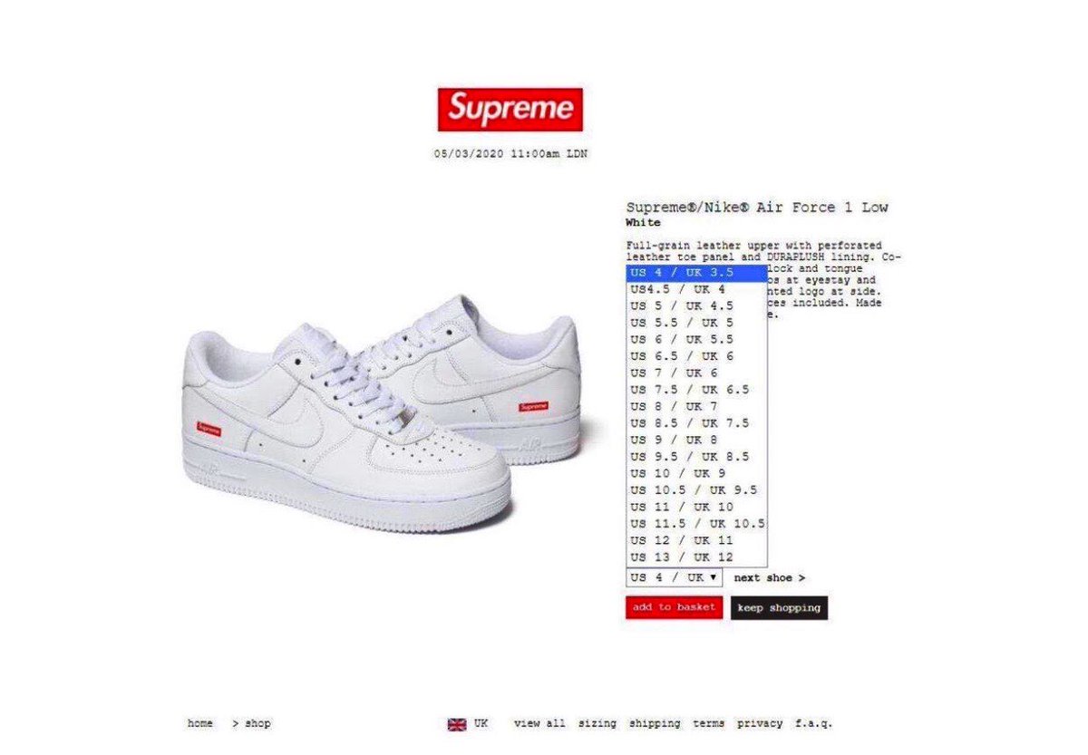 Supreme/Nike Air Force One Low Drop 