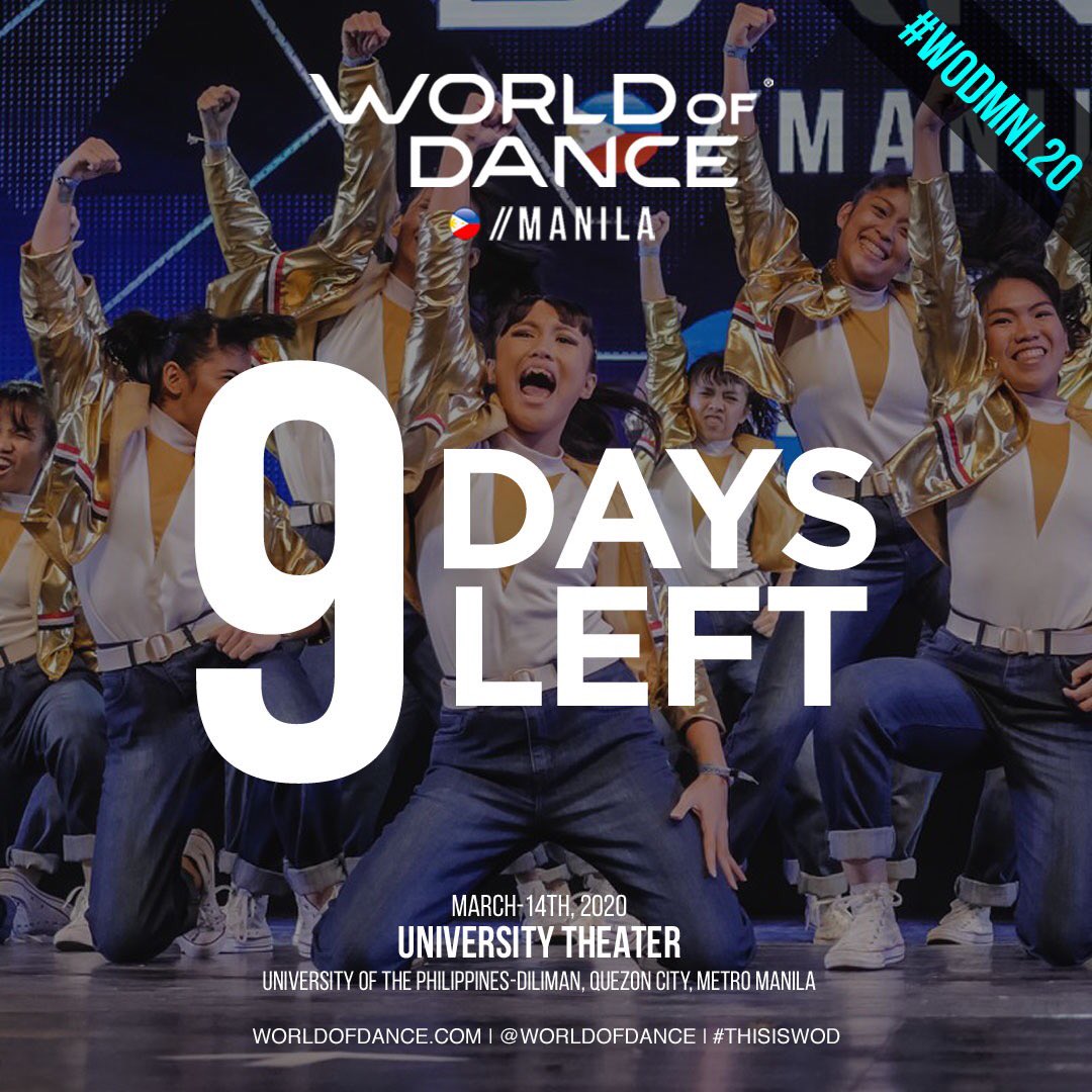 Streecacy2015's tweet photo. 9 More days left until WORLD OF DANCE MANILA 2020! cannot wait to perform and dominate at The University Theater🔥
See you and support us #Streecacy #JuniorDivision #TeamDivision #WOD2020 https://t.co/sXTFvmvK7g