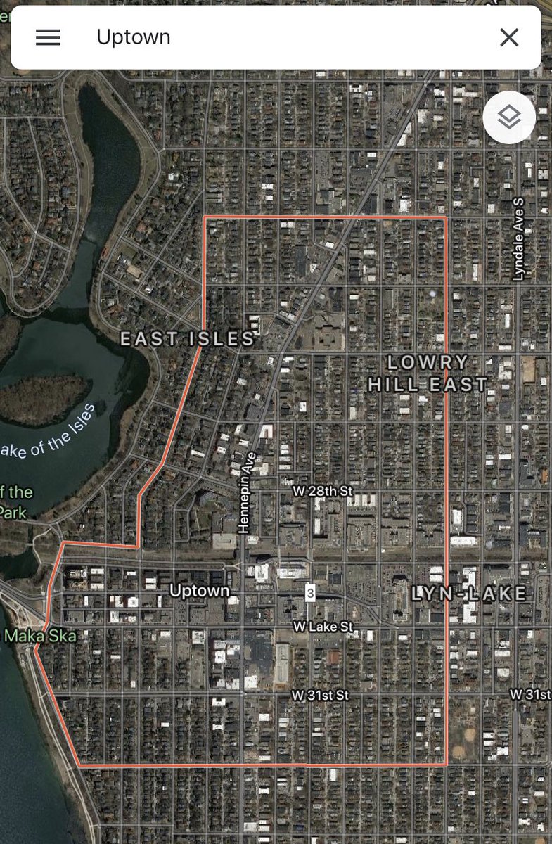 google maps definition of Uptown is EXACTLY CORRECT