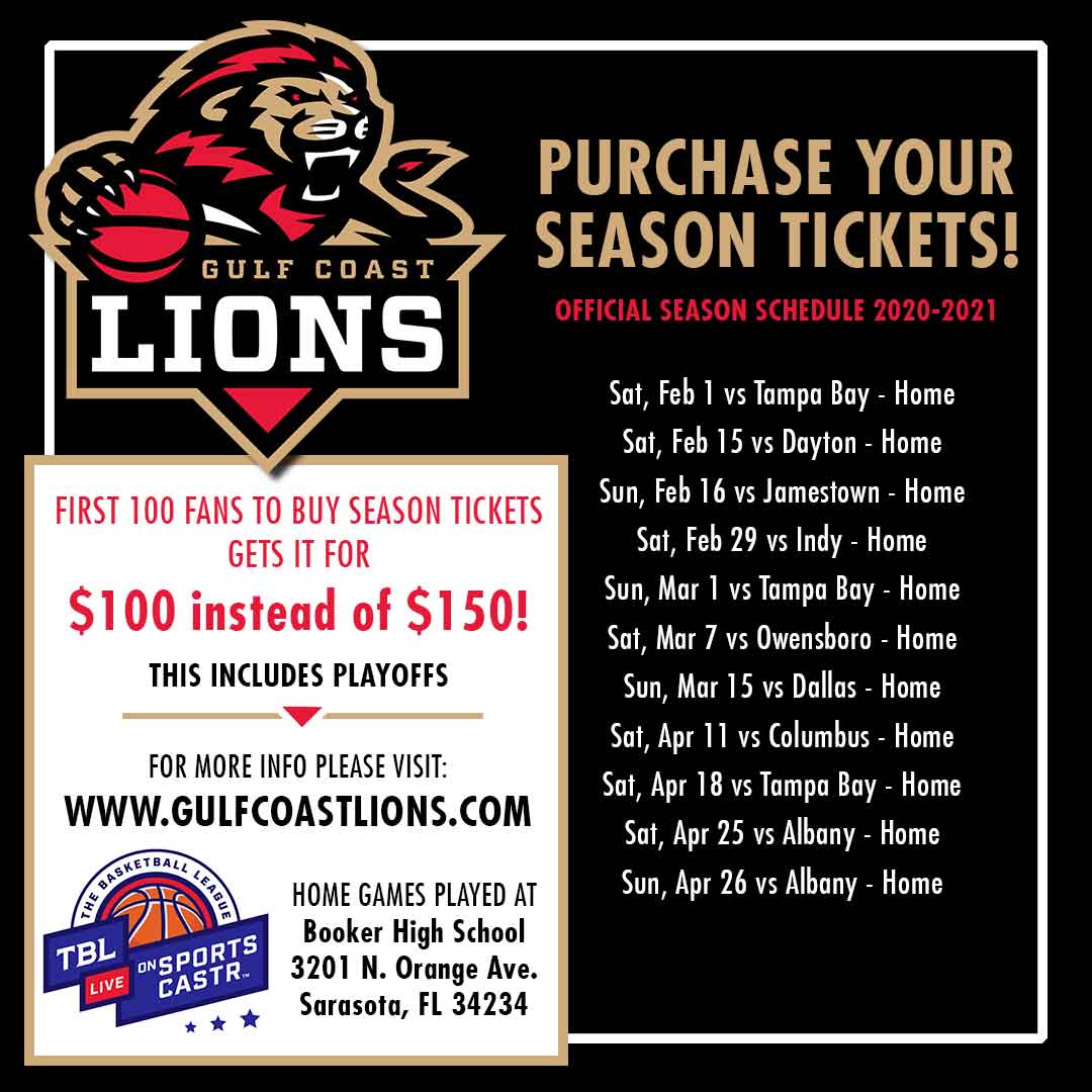 🚨UPDATED SCHEDULE🚨

Make sure you come support us at our remaining games!!

You can buy tickets here: happsnow.com/team/Gulf-Coas…
#tbl #gulfcoastlions