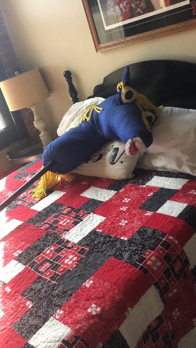 Sadly, our horse was denied entrance into the PBA because she is mounted on a pole. She is with us in spirit tonight. GO DAWGS! #wtmb 🐴