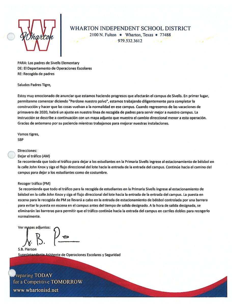 SivellsElem's tweet photo. Very important drop off/pick up information has been sent home with students today. The information has a map included and this new pick up/drop off will begin on Monday, March 16, 2020. #wearewharton #sivellssuccess #sivellsrocks #sivellsrules #sivellsstrong https://t.co/xyVLMvvOvW