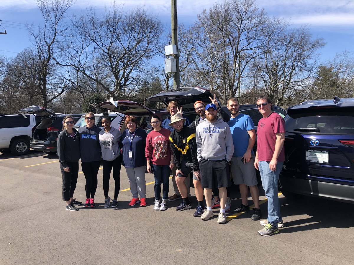 WestEndPTSO's tweet photo. Another amazing day helping Nashville tornado victims. We collected 8 SUVs full plus a bunch into the @hillsboroband trailer! Thank you to the #HHScluster community. We are heading to deliver to North Nashville @PearlCohnHS now. We also collected for 2 @westendmiddle families. https://t.co/vfpc9ZUM2q