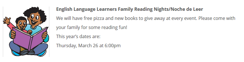 Mark your calendar for Fleet's English Learner Family Night! Thursday, March 26 from 6:00-7:00pm <a href="/APS_FleetES/">Fleet ES</a> @Principal_Fleet @u2lidiacarolina
