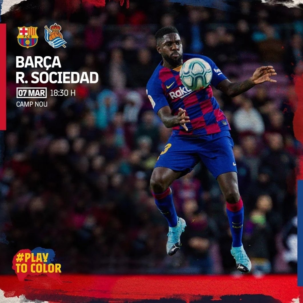 DISSABTE 7 DE MARÇ SORTIDA BUS A LES 14:30h!!!!!!
PARTIT: BARÇA - R.SOCIETAT
LLOC: PLAÇA DE LA PAU (ANTIGUES PISCINES MUNICIPALS)
HORA PARTIT: 18:30h!!!!!