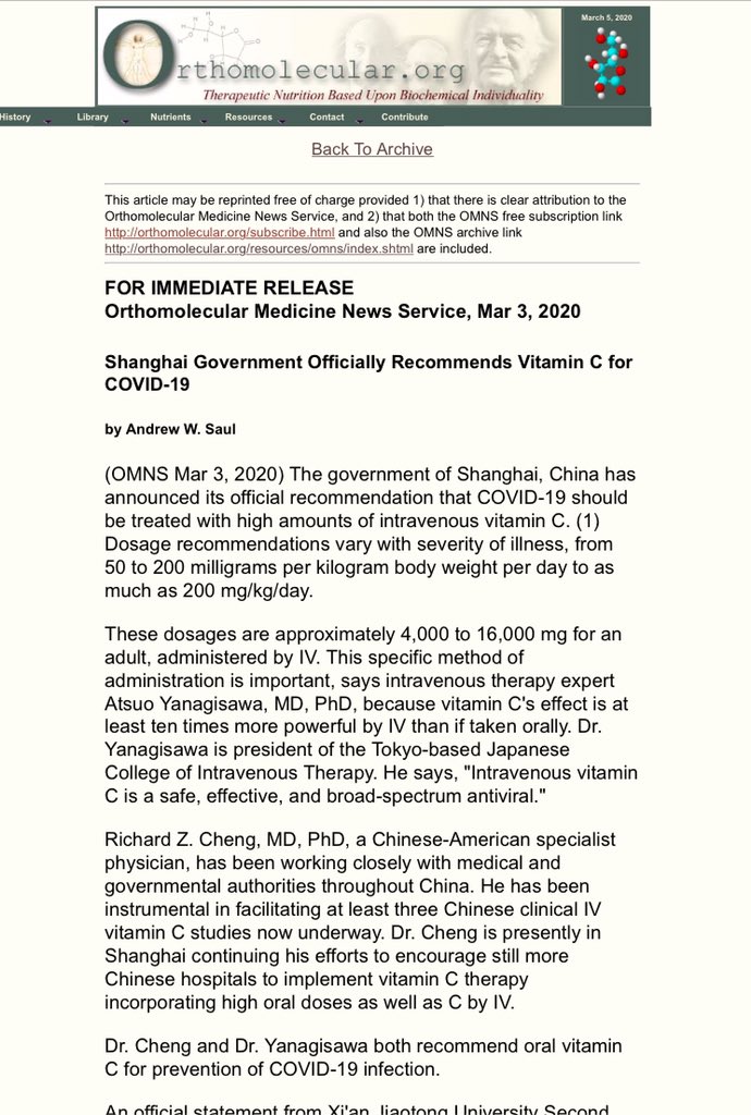 HarriSun222's tweet photo. 3rd March OMNS: “The government of Shanghai, China has announced its official recommendation that COVID-19 should be treated with high amounts of intravenous vitamin C.” ⛓https://t.co/Obaz7SfjCV         #coronavirus #COVID2019 #Coronvirus https://t.co/E1u4PGTen9