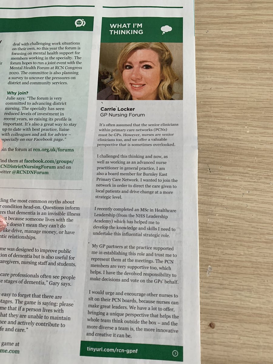 carrielocker12's tweet photo. Raising the profile of nurses on PCN boards in  @theRCN bulletin this week ! @kathrynlord10 @kstorey63 @HilaryGarratt @RCNANPForum @RCNGPNForum https://t.co/b8SXGlpT64