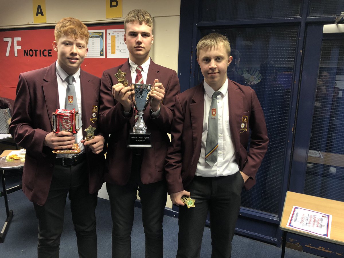 ColneValleyHigh's tweet photo. Well done to all the schools who attended our World Geography Quiz this evening. Wow! A very close race, but well done to CVHS’s super year 11 boys who battled admirably and just pipped Huddersfield Grammar to the post👍 https://t.co/9qFvhiqynT