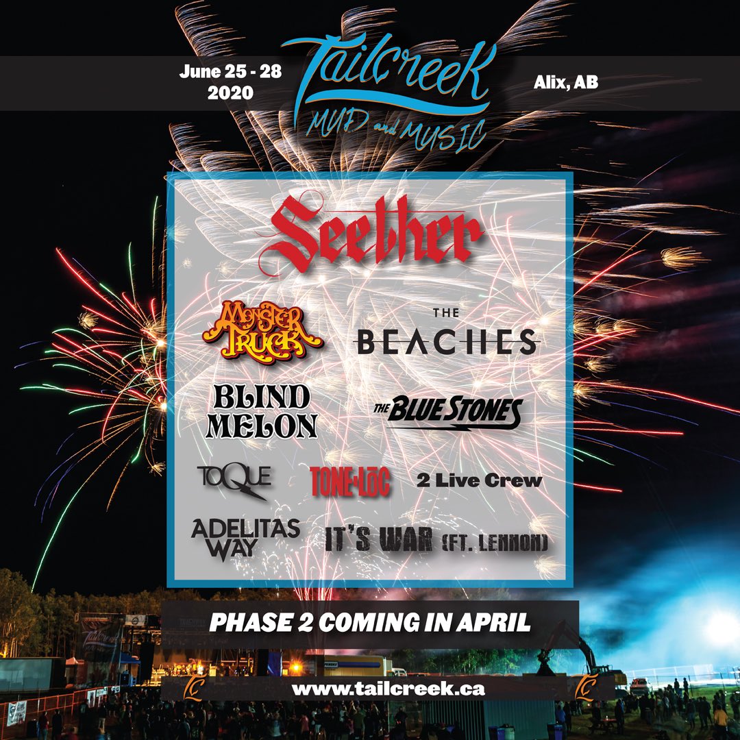 What we have all been waiting for, the Tail Creek Mud &amp; Music announcement!!
It’s going to be another amazing year!
Get your tickets now at tailcreek.ca

#tailcreek #tailcreek2020 #tailcreekmudandmusic #albertamusicfestival #musicfestival
