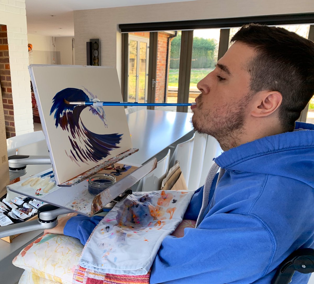 My mouth painting - The Wave.

I’m only able to paint using my mouth.