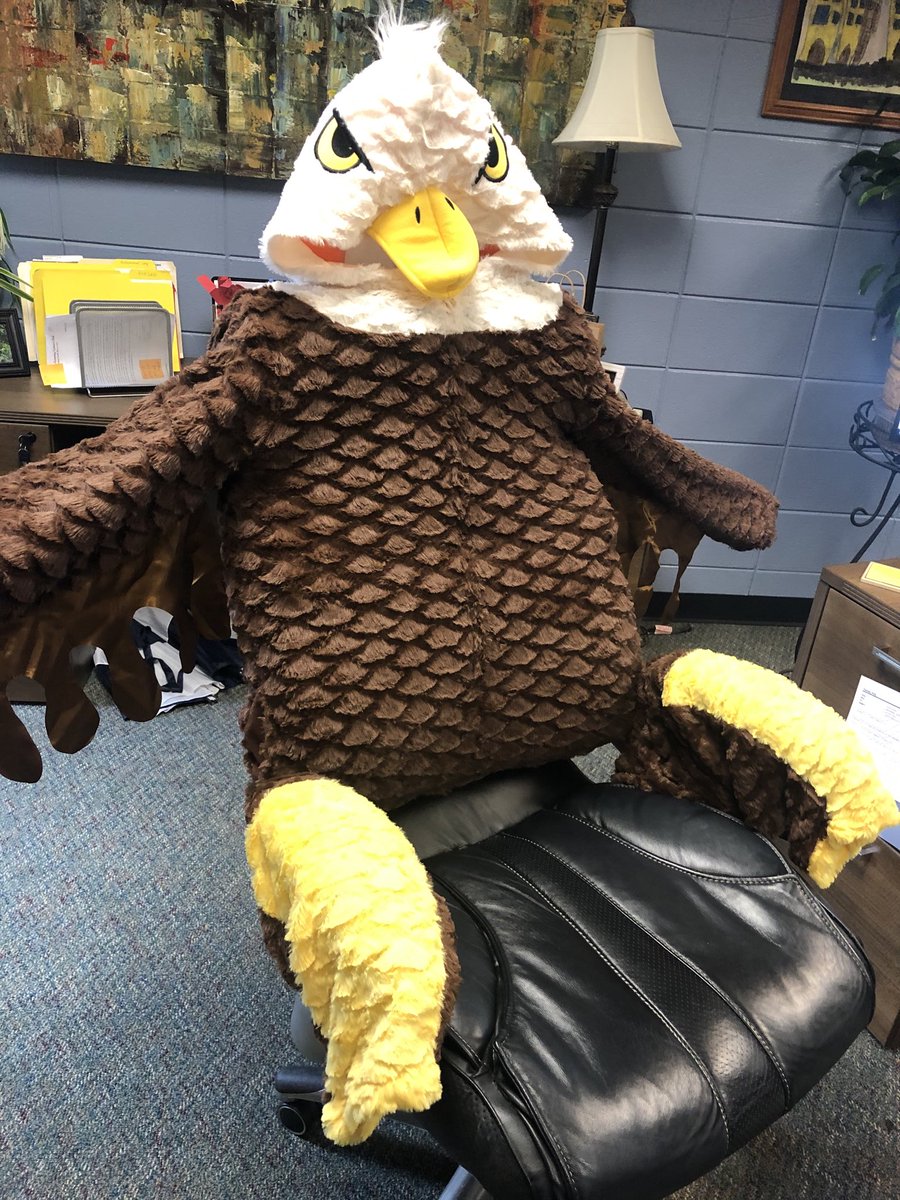 So, this happened....When the principal’s office chair gets decked out. SOAR Eagles!  Now a reward for PBIS that you can purchase at the school store. ⁦<a href="/ChestateeES/">Chestatee Elementary</a>⁩ ⁦<a href="/FCSchoolsGA/">Forsyth County Schools</a>⁩