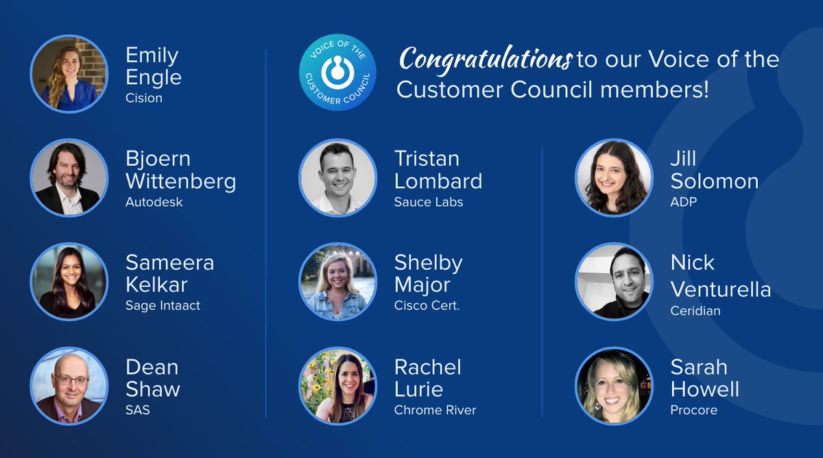 influitive's tweet photo. We're so excited to be kicking off our 2nd round of Voice of the Customer Council with 10 amazing new members!
We look forward to hearing more of their insights and co-creating with them over the next few months.
#customerengagement #influitive #voiceofcustomer https://t.co/6AAhnEHmfO