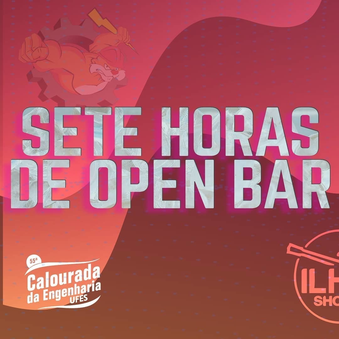 É isso mesmo que estão vendo, SETE HORAS DE OPEN BAR, da melhor Calourada do Estado, feito pra vocês.🍺🍺

#55CalouradaEng

Comenta ai quem vai aproveitar as 7 horas de open(🍻) e quem vai só pra curtir e dançar muito(💃🏼🕺🏽)?

Nos vemos dia 30 de maio, às 18 horas, no Ilha Shows.