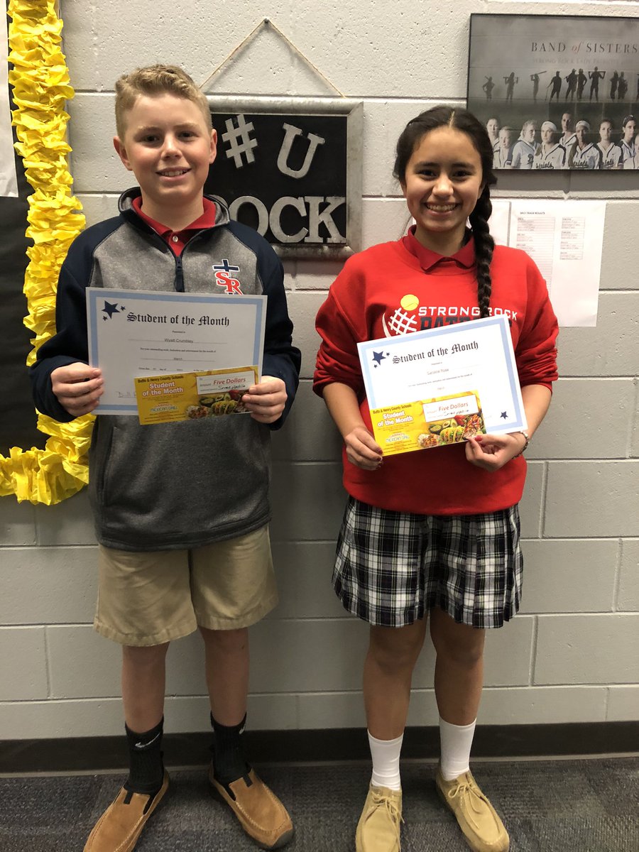 strongrocka's tweet photo. 7th grade Students of the Month for March; Wyatt Crumbley and Caroline Rose. We Are Strong Rock #urock https://t.co/a6y3uxZIS2