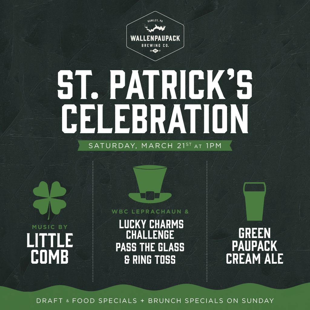 WallenpaupackBC's tweet photo. Join us for Irish Music &amp; Games, Green Paupack Cream Ale &amp; special sighting of the WBC Leprachaun at our St. Patrick's Celebration 🍀 Saturday, March 21st starting at 1PM. https://t.co/NVAefsov3n