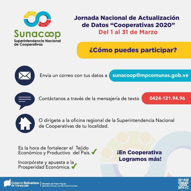 mincomunas_ve's tweet photo. 🗞 #NotiComunas | Se extiende jornada de actualización de datos Cooperativas 2020 ⏩ https://t.co/zMap9yldjn https://t.co/1JWAaMhpH8