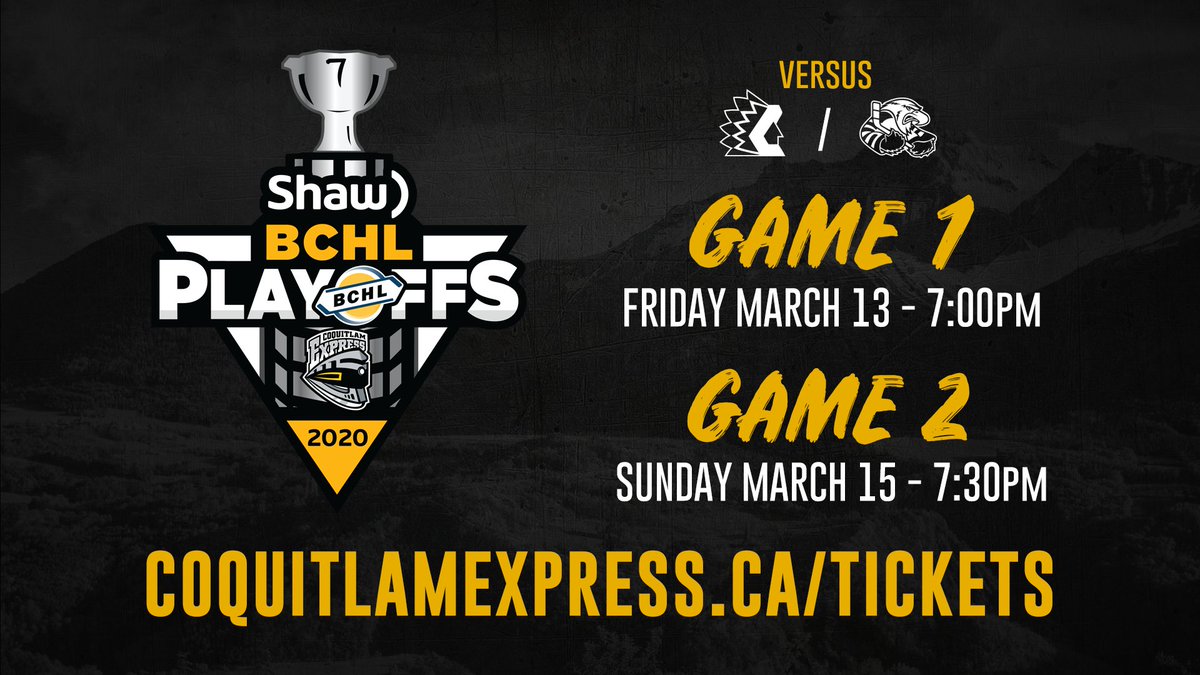 BCHLExpress's tweet photo. We await the winner of the CHI / SUR series, but you can already by your tickets for Games 1 and 2 of the second round!
https://t.co/ojQFILsgJY
#AllAboard | #FEGOW https://t.co/LMfOO4idJL