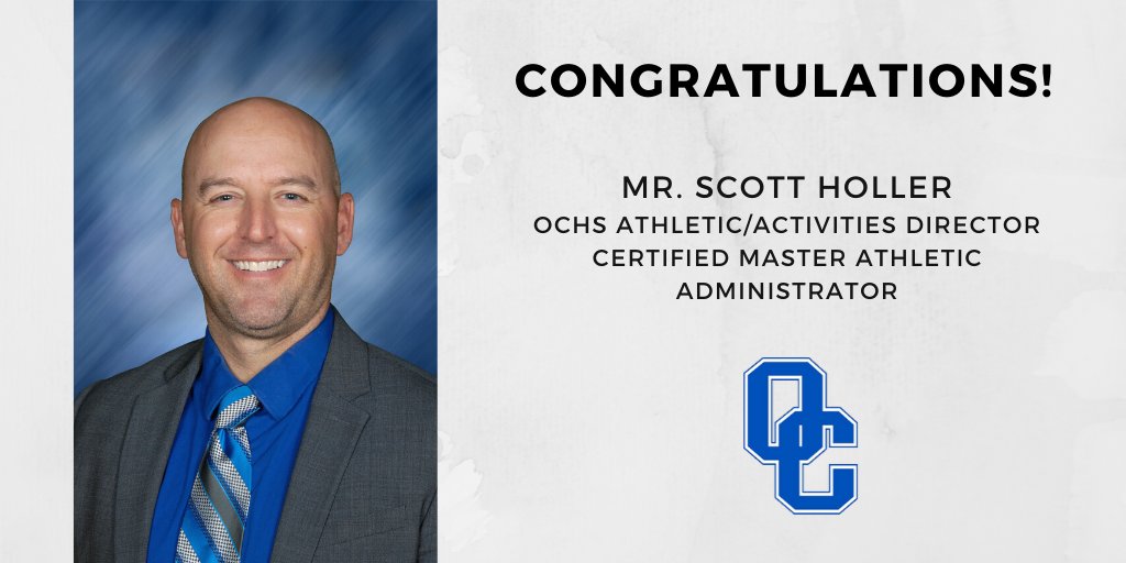 OCFSD's tweet photo. Scott Holler, Athletic/Activities Director at OCHS, has been recognized by the National Interscholastic Athletic Administrators Association (NIAAA) as a Certified Master Athletic Administrator. Congrats, Mr. Holler! @Athletics_OCHS https://t.co/STfx1ugR0i https://t.co/adhCgY3xKe