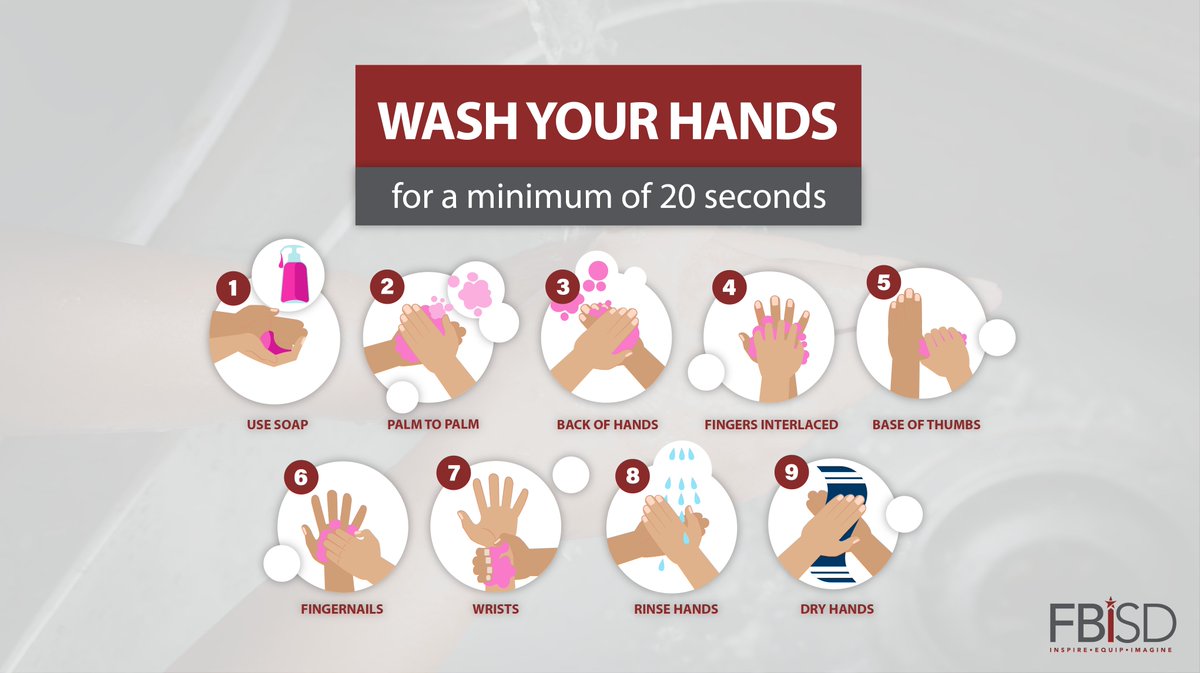 FortBendISD's tweet image. 🧼 Wash your hands often with soap and water for at least 20 seconds, especially after going to the bathroom and before eating. Here's a thread of some songs with catchy choruses to sing along to while washing your hands: