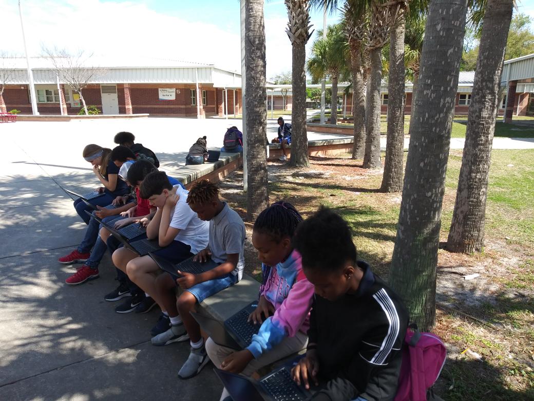 It was such a nice day that I took my class out to enjoy this weather.#cmspatans