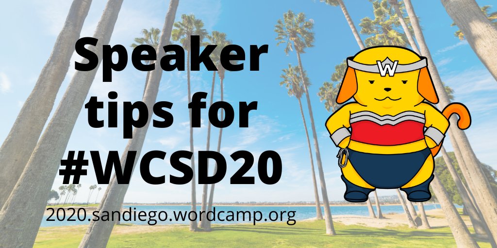 Speaker tip #6 Speakers tend to underestimate the value of having slides available BEFORE they come up on stage. Every talk is different but consider sharing the slide URL on your cover slide, it usually gets at least a few minutes exposure as you get ready to speak. #WCSD20